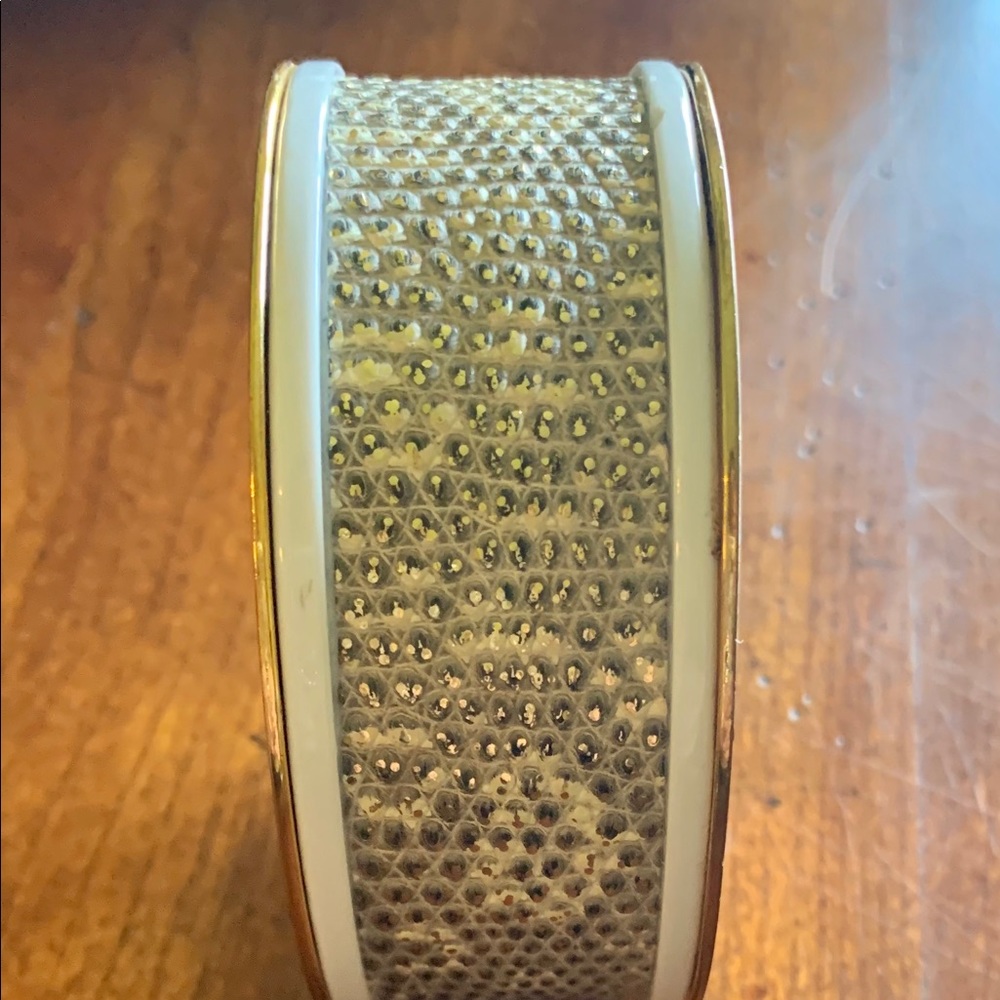KARA ROSS enamel snakeskin wide bangle